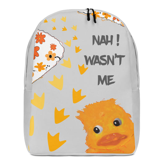 ah! Wasn’t Me” Backpack. Featuring a playful duck print waddling along a concrete path, this bag is perfect for legends who don’t take life too seriously. Light, practical, and full of personality, it’s the ideal grab-and-go bag for the gym, beach, or everyday adventures.