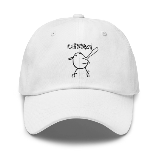 Cheeky Bird cap – white, pink or stone colour, adjustable curved visor hat with original Aussie humour artwork by Ruff Duck Designs