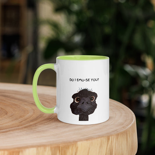 <img src="emu design mug.jpg" alt="white ceramic mug with emu face and question Do l Emu-se you?">