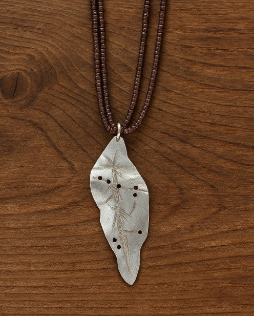 sterling silver gum leaf beaded necklace australia