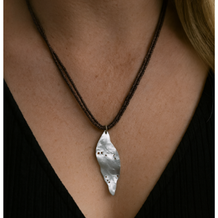 sterling silver gum leaf beaded necklace australia